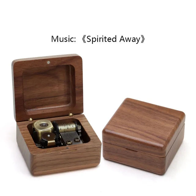 Square Wooden Music Box, Walnut Solid Wood, Music Boxes for Love Girl