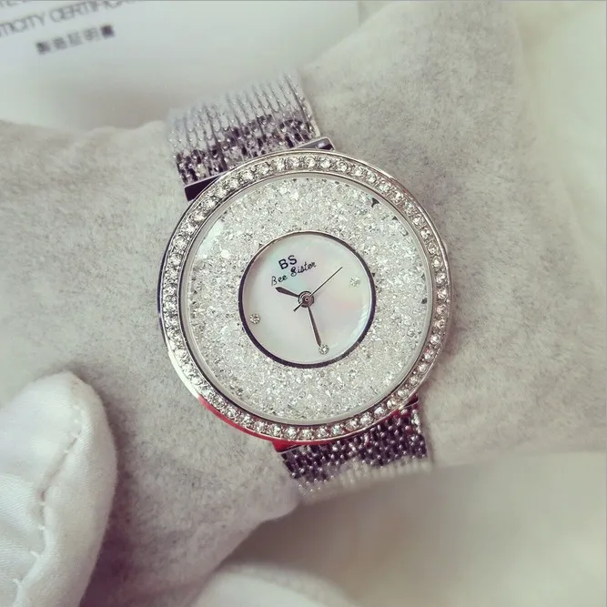 Hot Sales Women Watches Fashion new Lady Rhinestone Diamond Dress Watch Stainless Steel Big Dial Wristwatch lady Crystal Watch