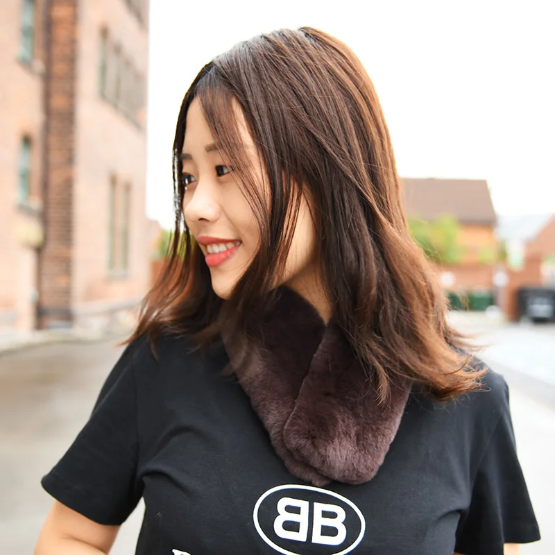 

Free Shipping CX-S-04E Magnet Close Women Winter Soft Warm Genuine Rex Rabbit Fur Scarf