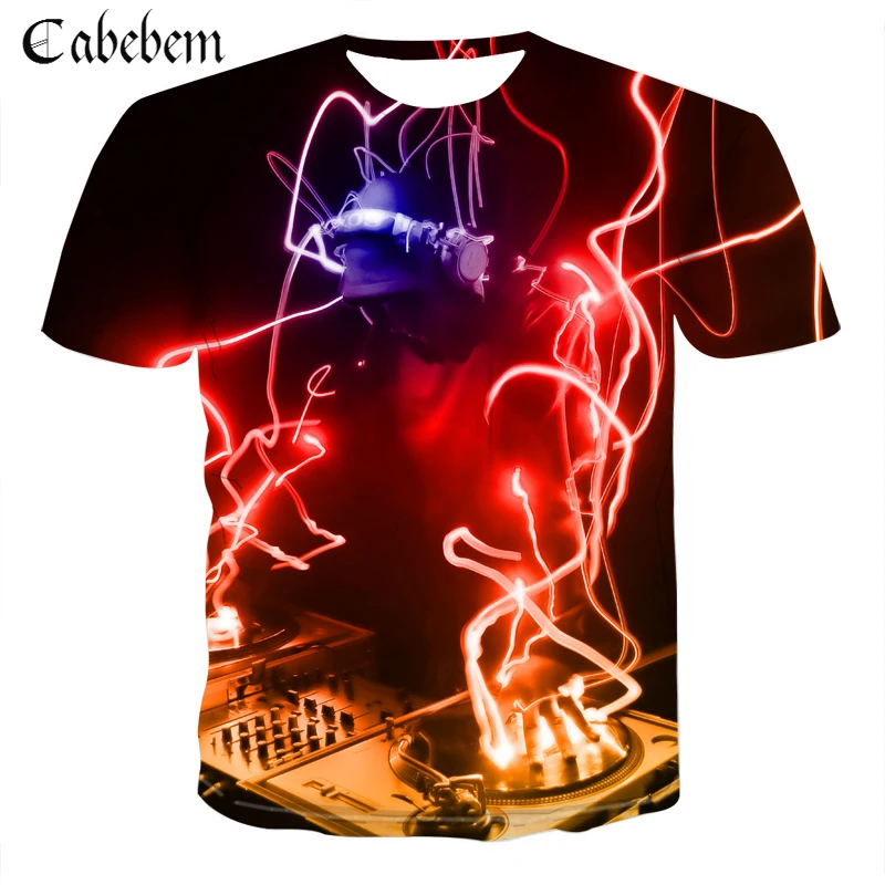 Новая модная футболка Music DJ Мужская популярная с 3D Цифровым принтом хип-хоп