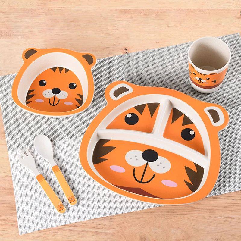 

Bamboo Tableware Baby Food Bowl Baby Feeding Fork Spoon Set Of Children's Dishes Baby Feeding Child Dish Children's Plate