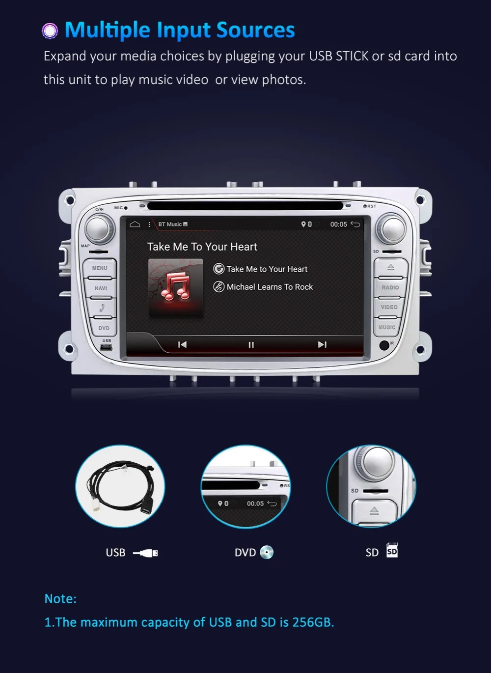 Excellent 2G RAM 32G ROM Quad core android 7.1 car dvd for Ford focus Mondeo S-max smax Kuga c-max gps radio video wifi multimedia player 4