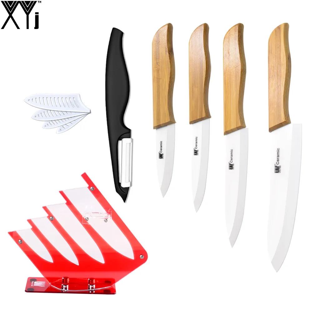 High Grade Zirconia Ceramic Knife Set Pretty Holder With Peeler 3" 4" 5