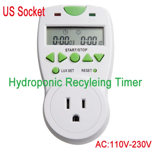 

Free Shipping AC110 10A USA Socket Hydroponic aeroponics Recyling Timer control socket for exhaust fans, CO2 generat
