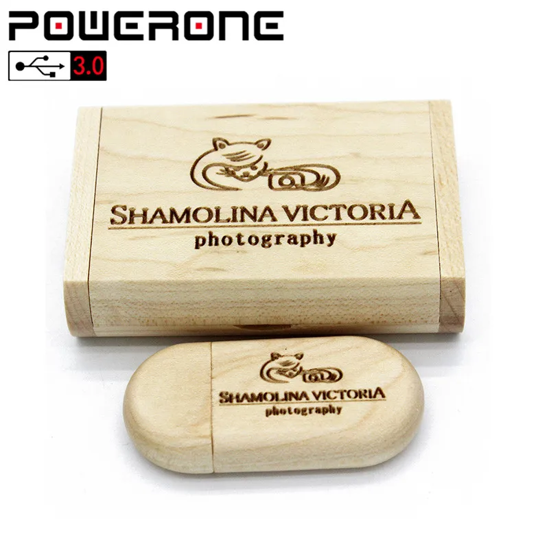 POWERONE USB 3 0 Бесплатная доставка Пользовательский логотип деревянный usb + коробка