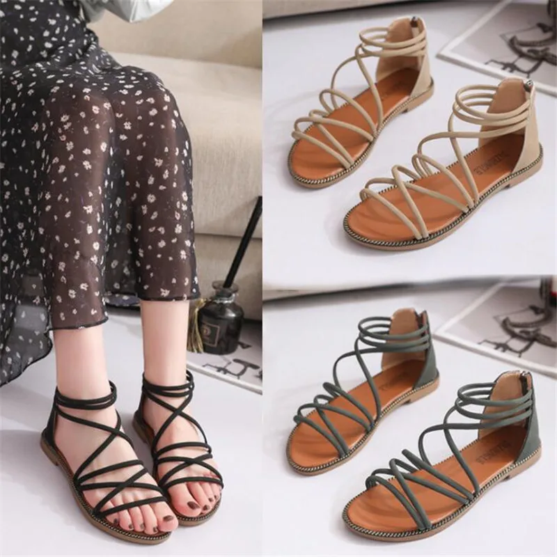 

Wild sandals women's flat sandals 2019 summer new Roman straps fashion casual shoes wading sneakers beach shoes wedge booties