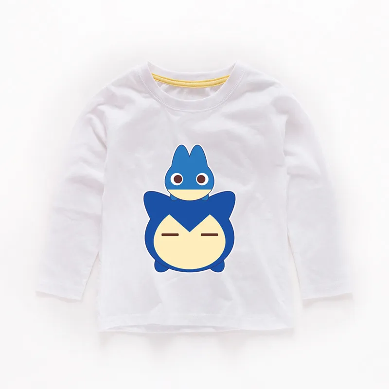 От 2 до 12 лет Детская Snorlax для маленьких Топы для девочек Одежда для маленьких мальчиков детская одежда с длинными рукавами футболка b236