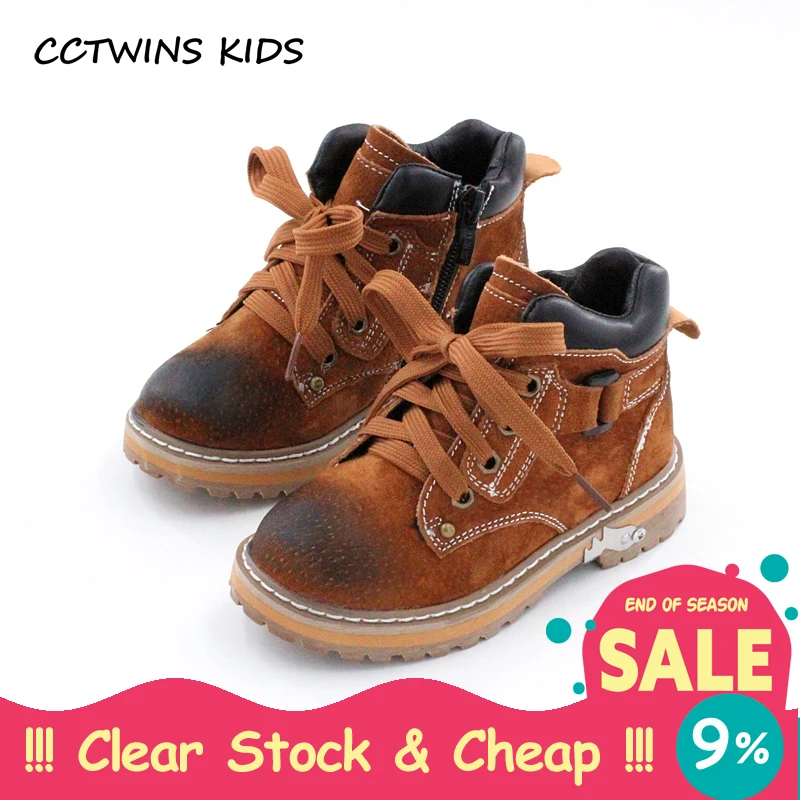 

CCTWINS KIDS 2017 Children Brand Pu Leather Martin Boot Kid Boy Fashion Lace-Up Ankle Boot Baby Girl Toddler Black Shoe C1216