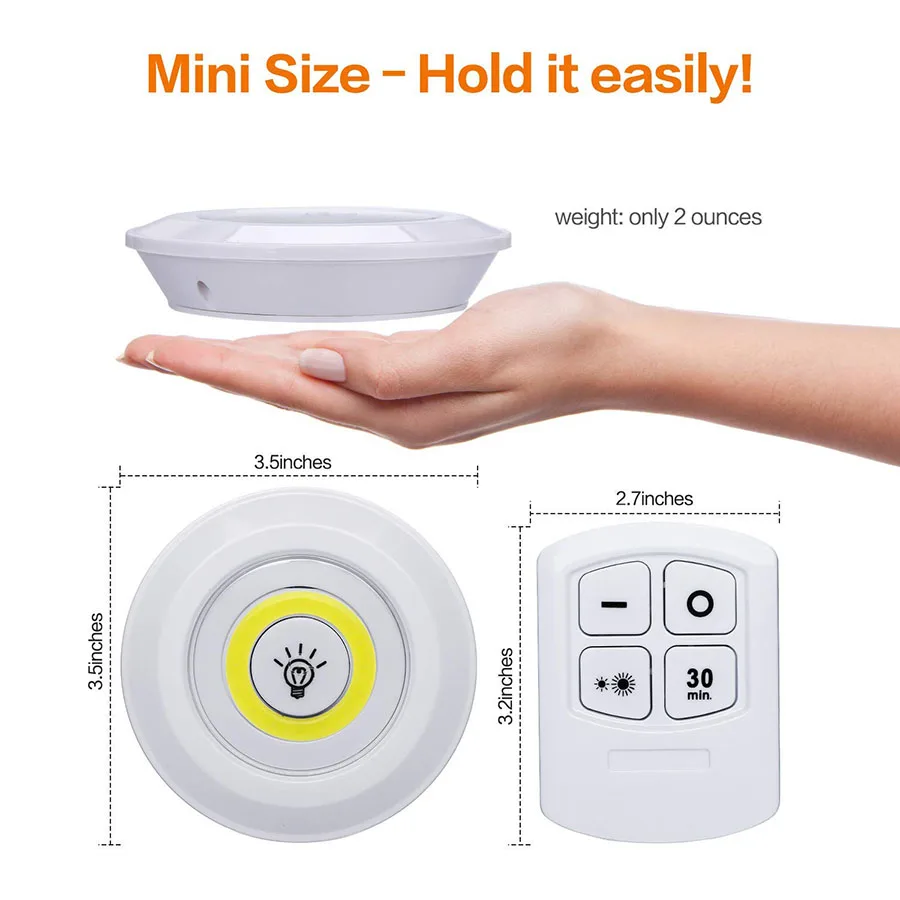 3 قطعة LED ضوء تحت الكابين COB LED الصولجان مصباح خزانة أضواء مع التحكم عن بعد ل خزانة الحمام بطارية تعمل عكس الضوء