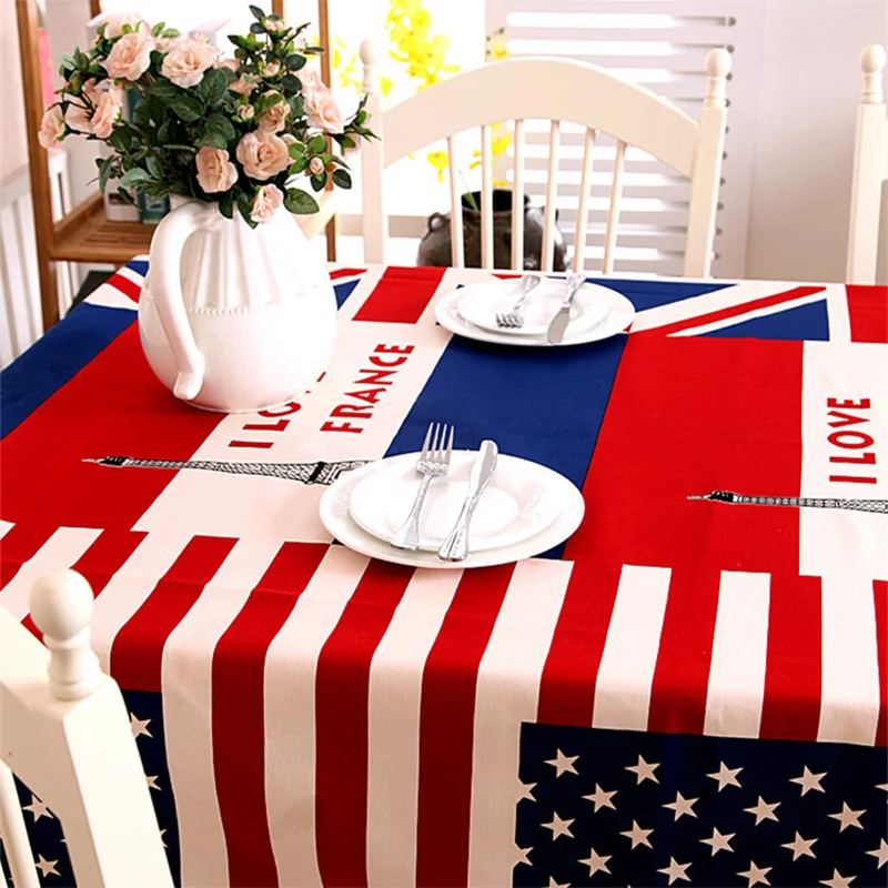 New Cotton Thicken Canvas Table Cloth Simple British American Flag