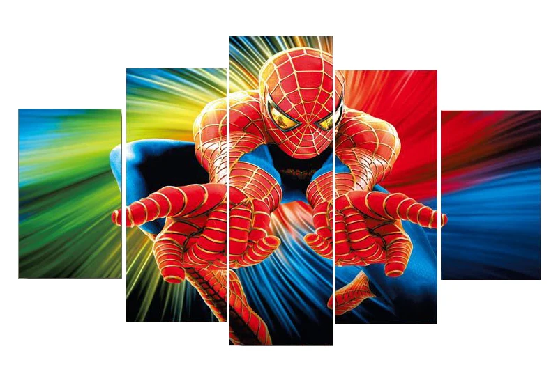 Free Shipping Original Colorful Spiderman Wall Painting Picture Printed