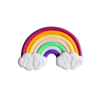

High Quality Beautiful 6 Color Kawaii Spiral Rainbow Lollipop Candy Polymer Clay Cabochons Flatback for DIY Phone Decoration