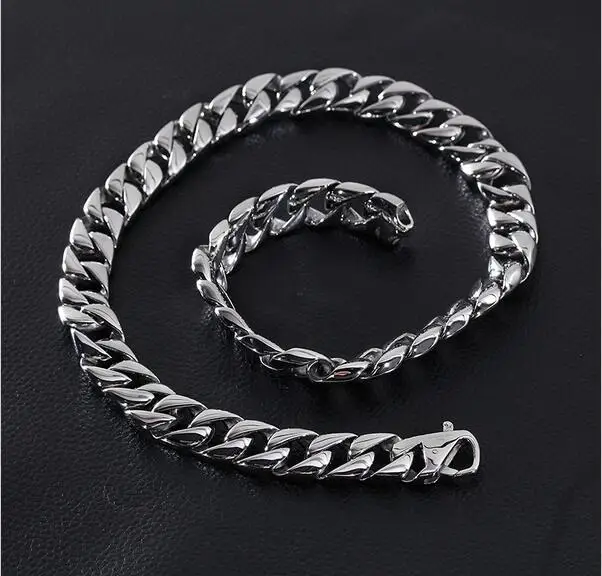 Collar de cadena de eslabones cubanos de 60CM de largo y 15MM de ancho para hombres collar de acero inoxidable 316L collar popular de fiesta - 1