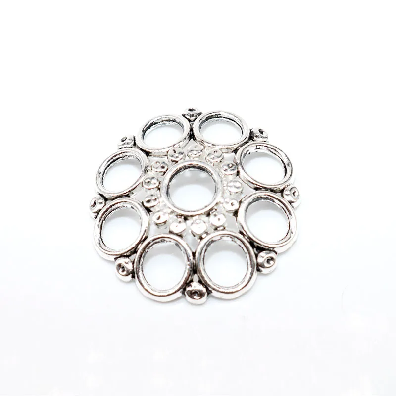 

30mm Hollow Out Flower Bead Caps Pentagram End Silver Metal Vintage Silver Beads Large Size Beads Cap Wholesale Lots Bulk