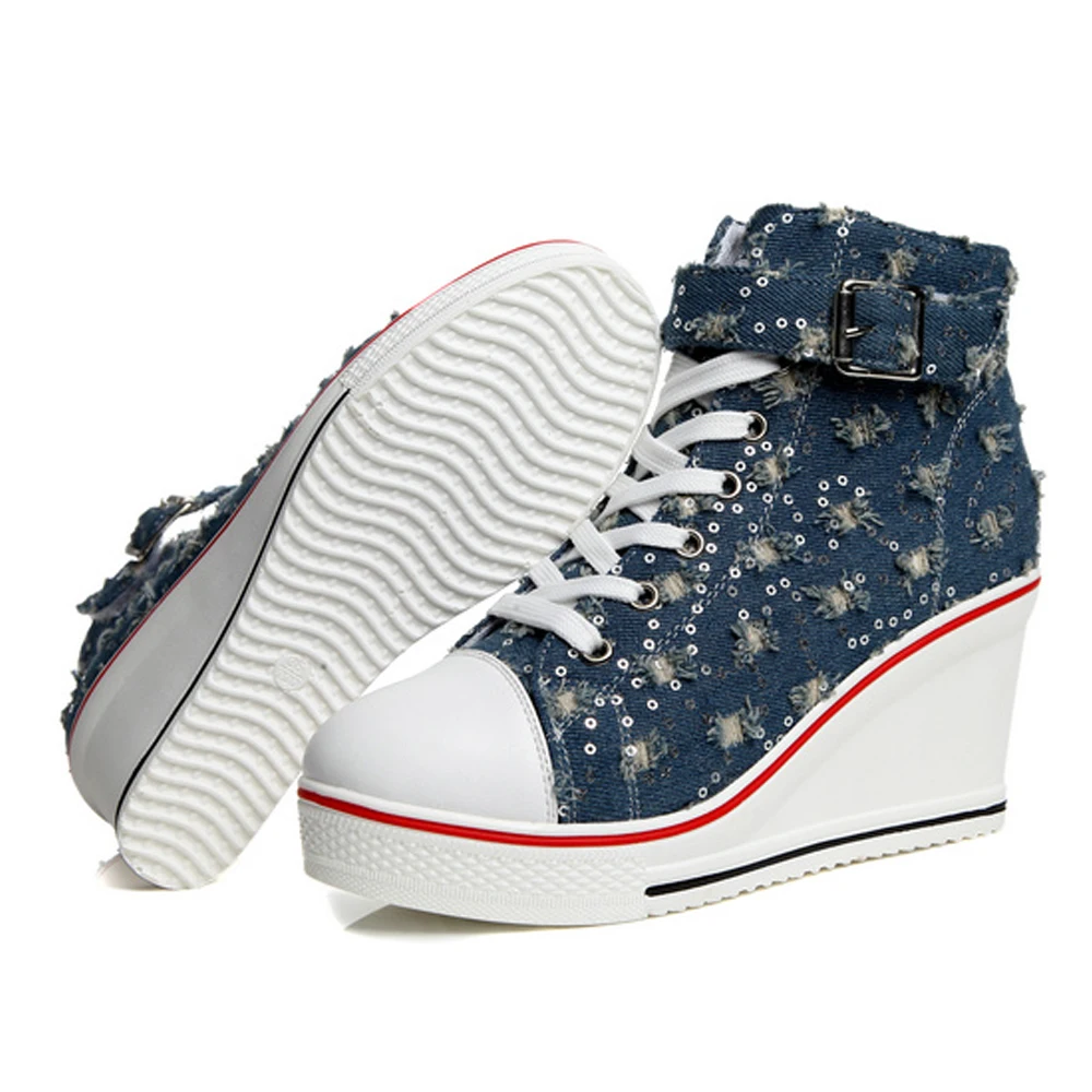 denim platform sneakers