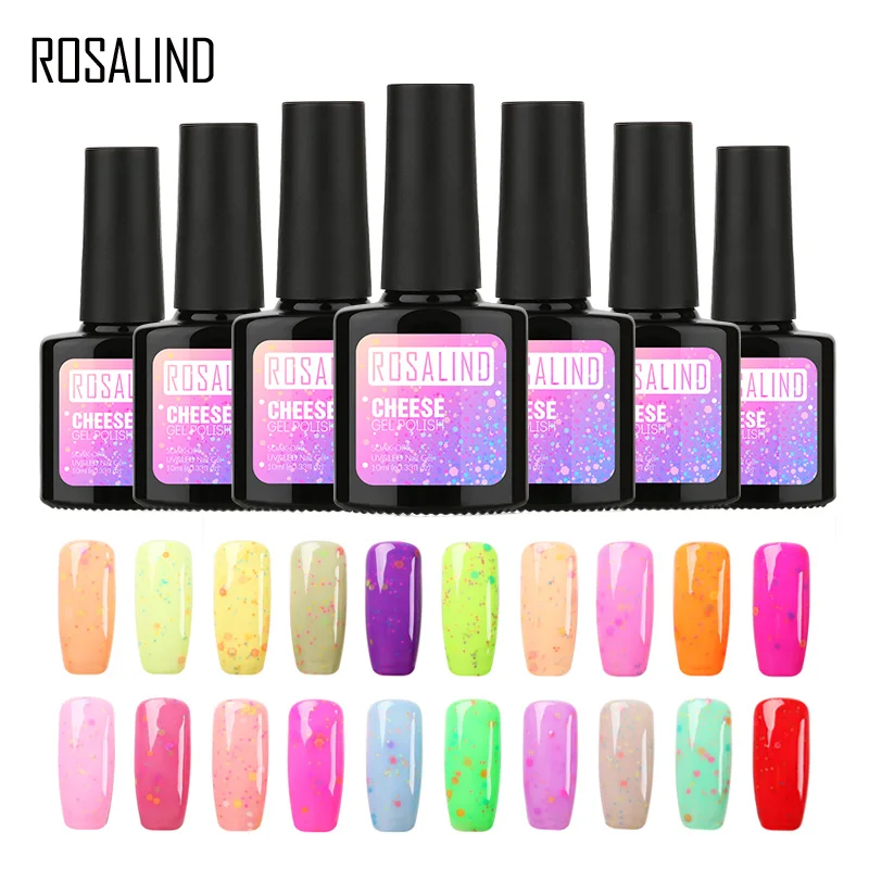 

ROSALIND Gel 1S 10ml Colorful Cheese Nail Gel Polish Top Base Coat Needed Nail Art Lacquer Semi Permanent Lucky Gel Varnish