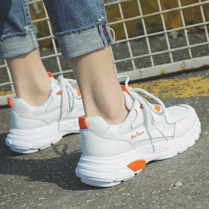 2019 nueva plataforma blanca zapatilla de deporte mujer moda gruesa inferior zapatos mujer calidad Calzado Mujer Zapatos vulcanizados|Zapatos vulcanizados de mujer| -