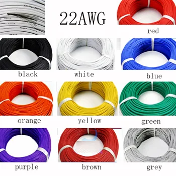 

50metre 22AWG Soft Silicone Cable 0.3mm2 Ultra Flexiable Test Line Wire Red Black Blue White Yellow Green Orange Brown Grey