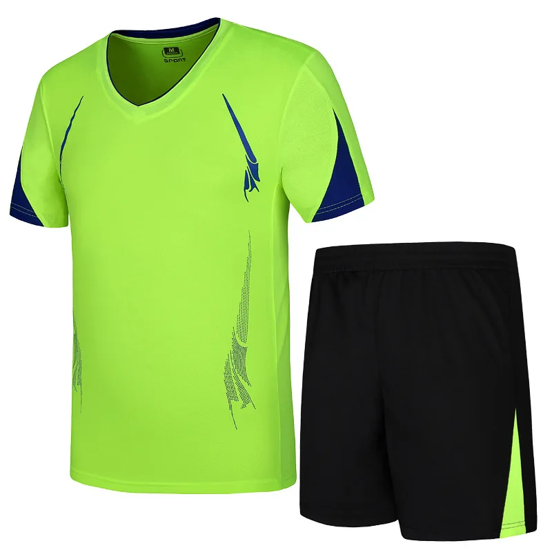 Mens Fitness Tracksuit Set Summer Casual Sporting Male Quick-Drying Short-Sleeve Tops+Shorts 2 Piece Set Plus Size 4xl TrackSuit