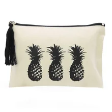 LG0089, Oivefeet ананас натуральный хлопок холст макияж молнии мешок черный хлопок кисточкой сумка