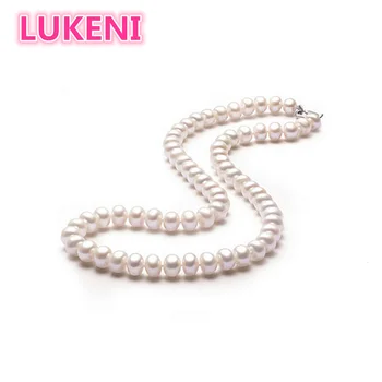 

R Strong light Flawless 100% natural Nearround pearls necklace Fashion pearl jewelry For women Mom's birthday gift Free shipping