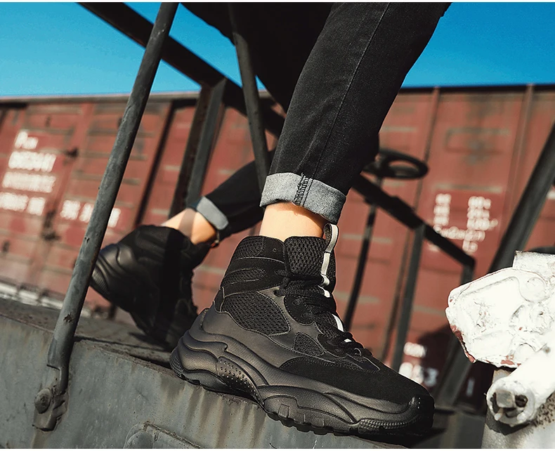 Men's Trainers Chunky Sneakers Dad Shoes High Platform Black Shoes Mens Sneakers Mesh Footwear Men Platform Sneakers High Top basketball shoes (11)
