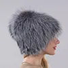 Hot Sale Winter Hat 100% Real Natural Silver Fox Fur Women's Knitted Fur Cap Women Hat Fox Fur Hat Female Ear Warm Winter Must ► Photo 3/6