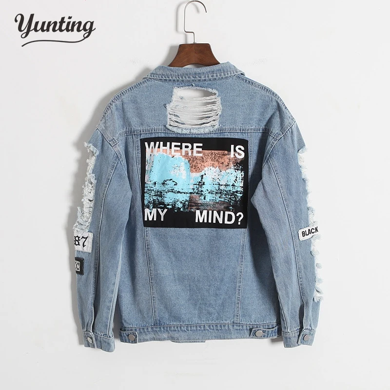 denim jacket with patch on back