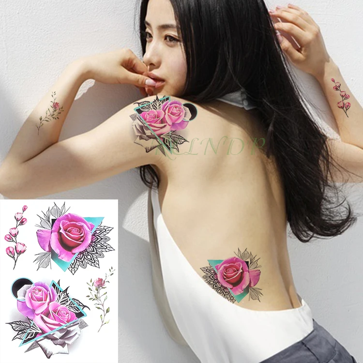 Waterproof Temporary Tattoo Sticker Rose Flower Fake Tatto body art Flash Tatoo Large size Tatouage Leg Arm for Women Men girl | Красота и
