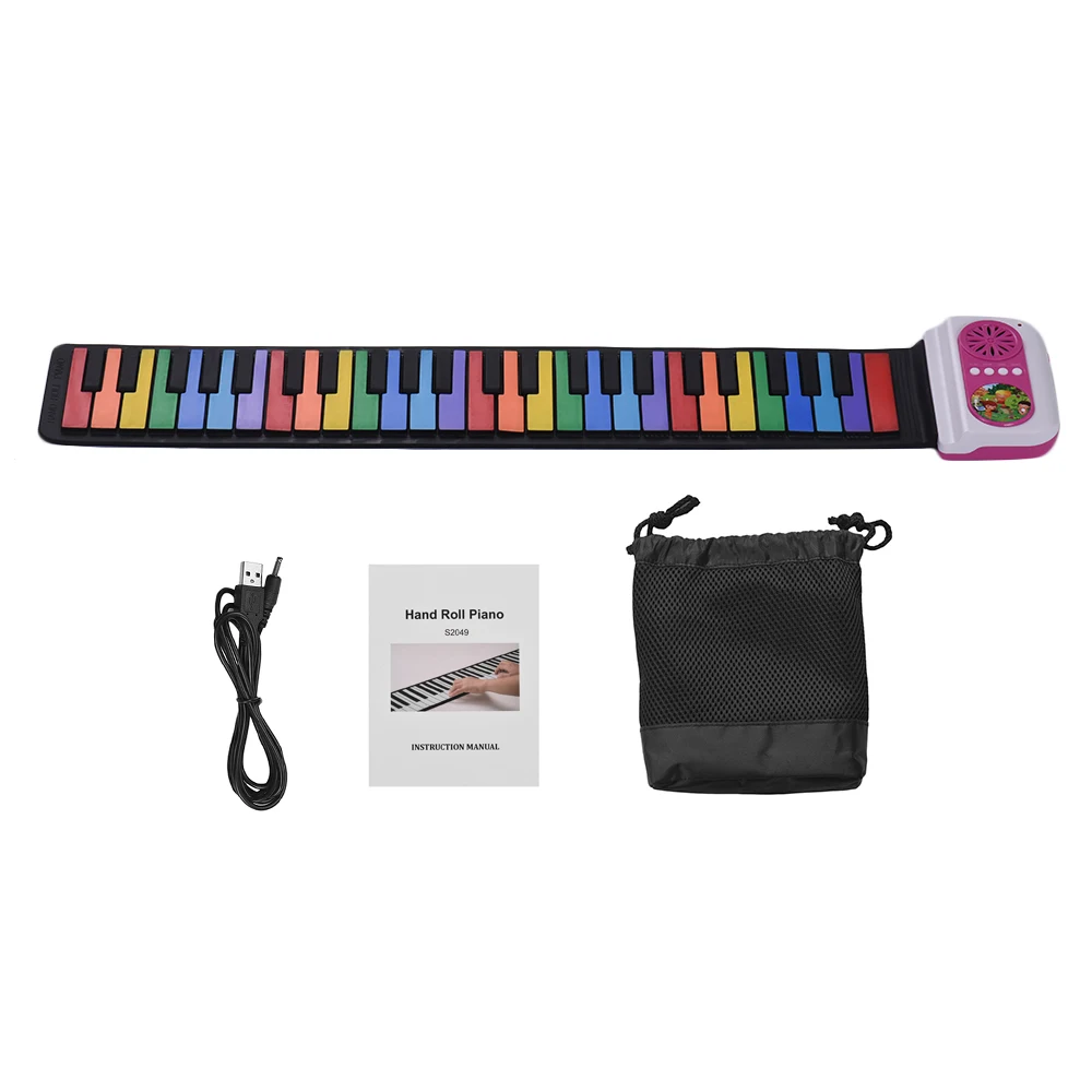 49-ключ Портативный Roll-Up Piano кремния электронного клавиатуры красочные ключи Встроенный динамик музыкальная игрушка для Для детей