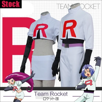 

[Stock] Game Anime Pokemon Go!Team Rocket Jessie Musashi James Kojirou cosplay costume S-XXL Full set Hot New 2017