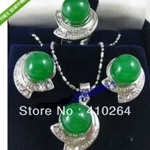 Wholesale_jewelry_wig$ Красивый Зеленый Кулон Серьги Кольцо комплект ювелирных изделий
