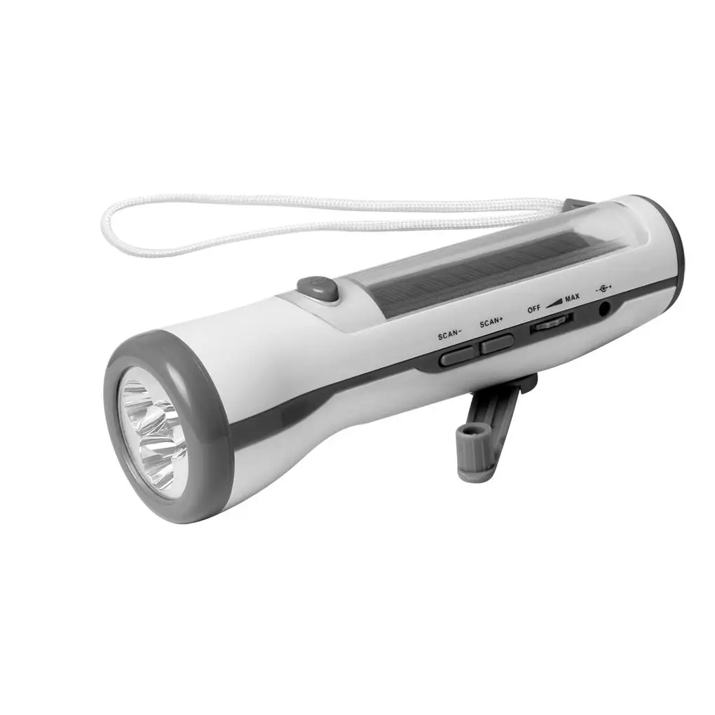 

Dynamo Hand Crank Flashlight Solar Flashlight USB Rechargeable LED Phone Power Bank Radio