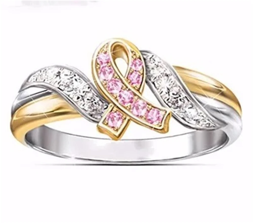 Hot Selling New Creative Ribbon, 18K Gold-plated Diamond Ring, European and American Blockbuster Women's Engagement Ring (1)