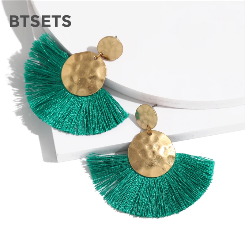 

Fashion Drop Tassel Earrings for Women Green Large Hanging Earrings Female Wedding Fringe Statement Earrings Boho Jewelry