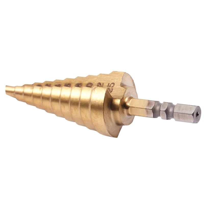 Шестигранный хвостовик ELEG-Gold Tone, ступенчатое сверло с титановым покрытием 10 6-25 мм