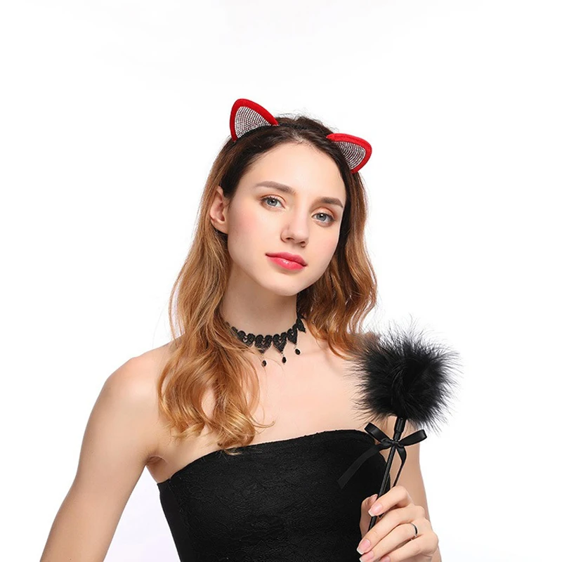 Best New Women Cute Rhinestones Cartoon MINI Cat Headband Festival Halloween Christmas Party Hairband Headwear Girls hair Accessories