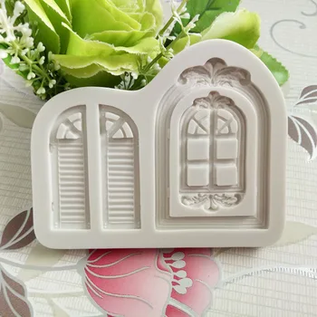

3D Carton Windows And Door Shape Kitchen Accessories Fondant Cake Decorating Silicone Molds For Resin Cookie H659