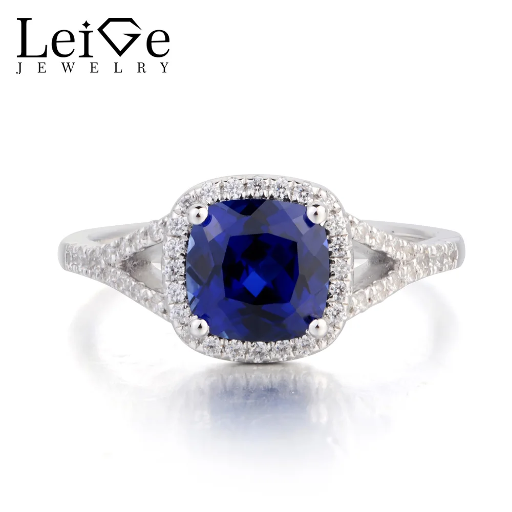 Женское кольцо для помолвки с голубым сапфиром|cushion cut engagement|gemstone rings silver925 sterling