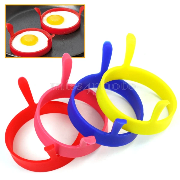 

2017 4pcs Round Silicone Fried Egg Ring Mold Oven Poacher Pancake Egg Poach Ring Mould Kitchen Cooking Tool
