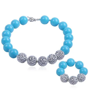

2set Christmas Gift For Children Kids Chunky Bubblegum Bead Necklace and Bracelet Jewelry Kids Girl Necklace Set Free Shipping