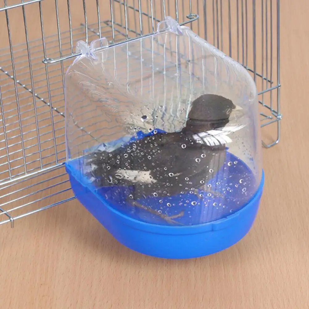Pet висит воды для ванной ванна для маленьких для птиц попугаев клетка - Цвет: Синий