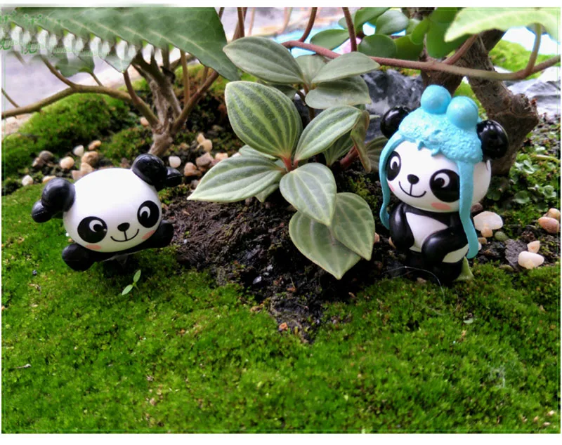 8pc Cute Artificial Giant Panda Figurines Miniatures Mini DIY Ornament Fairy Ggarden Gnome Resin Home Decorations For Flower Pot6