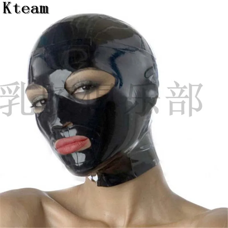 

100% Eco-friendly Latex Sexy Black Suit rubber fetish mask sexy latex hood mask adults cosplay game Mask Fancy Dress Costume toy