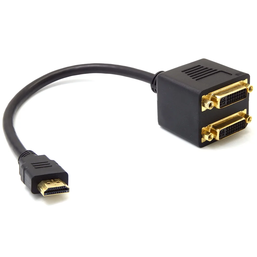Кабель переходник с HDMI на 2 двойных DVI 30 см кабель штырь телефон (24 + 5) гнездо x