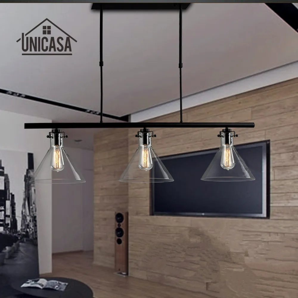 Vintage Industrial Pendant Lights Wrought Iron Lighting Bar Hotel Kitchen Island Glass LED Light Antique Pendant Ceiling Lamp
