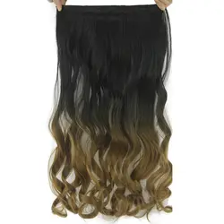 Soowee 60 см длинные вьющиеся черного до коричневого Ombre волос высоких температур Волокно Синтетические волосы из Для женщин клип в Химическое