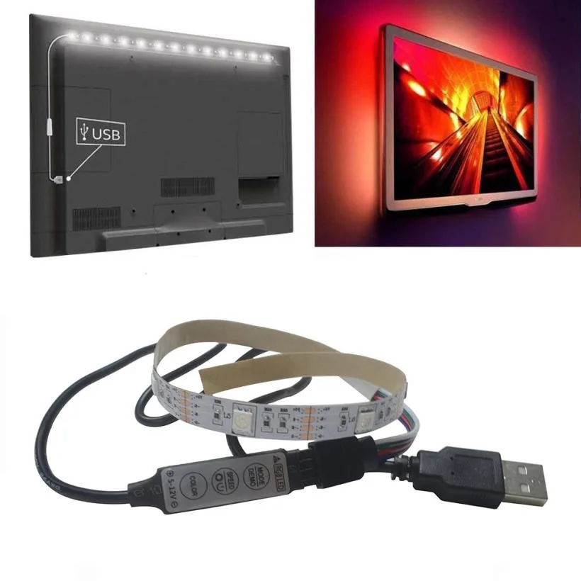 5V 5050 9SMD/30 см цветная (RGB) Светодиодные ленты светильник бар ТВ задняя ing комплект USB