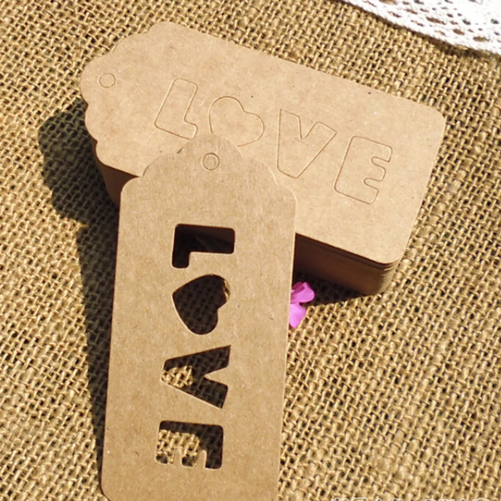 

100Pcs/Lot Diy Kraft Paper Love Tag Paper Gift Tag Label Marks Decorations Accessories Favor Vintage Wedding Decoration