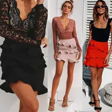 Г. Новые пикантные Для женщин вечерние коктейльные мини-юбка платья женские летние оборками Конькобежец короткая юбка Русалка Мода